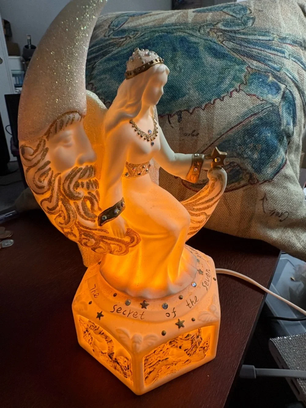 Ivory and Gold Angel Night Light Home Accents new